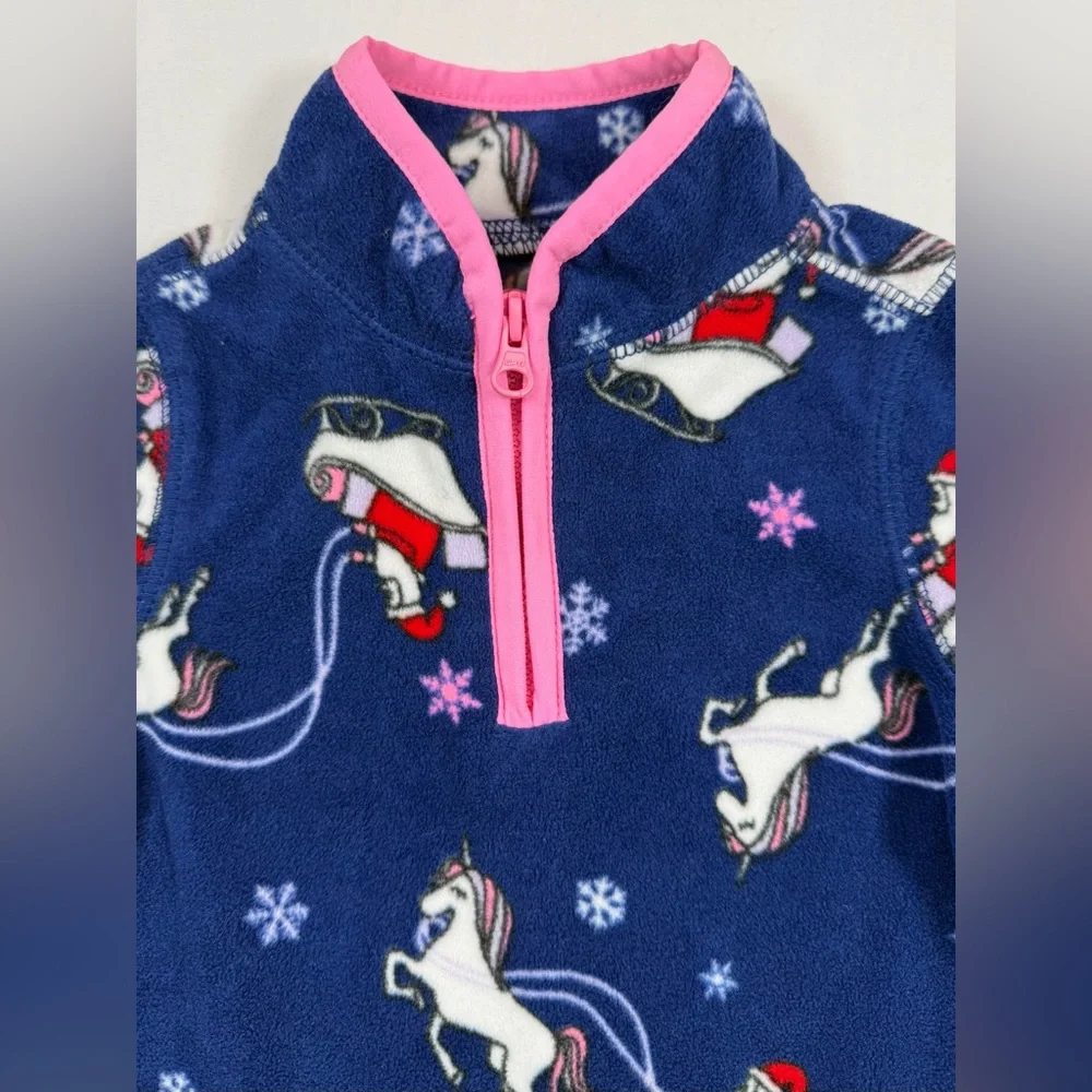 OSHKOSH B’GOSH Baby Girls’ Cozie Santa Unicorn Fleece Quarter Zip Jacket Size 6M
